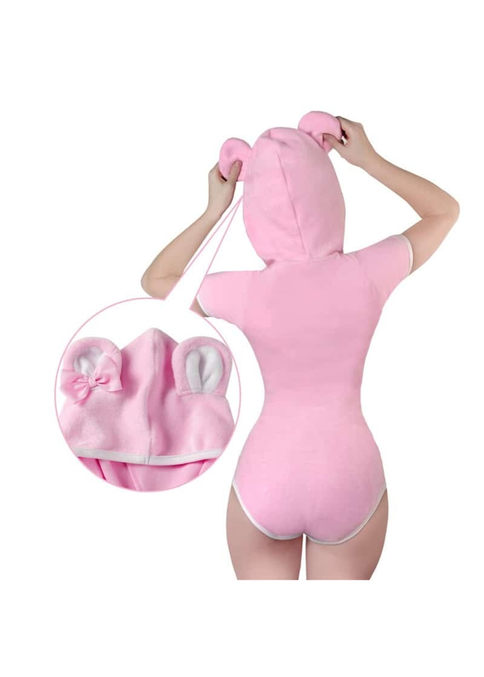 LittleForBig Teddy Bear Onesie Bodysuit Pink