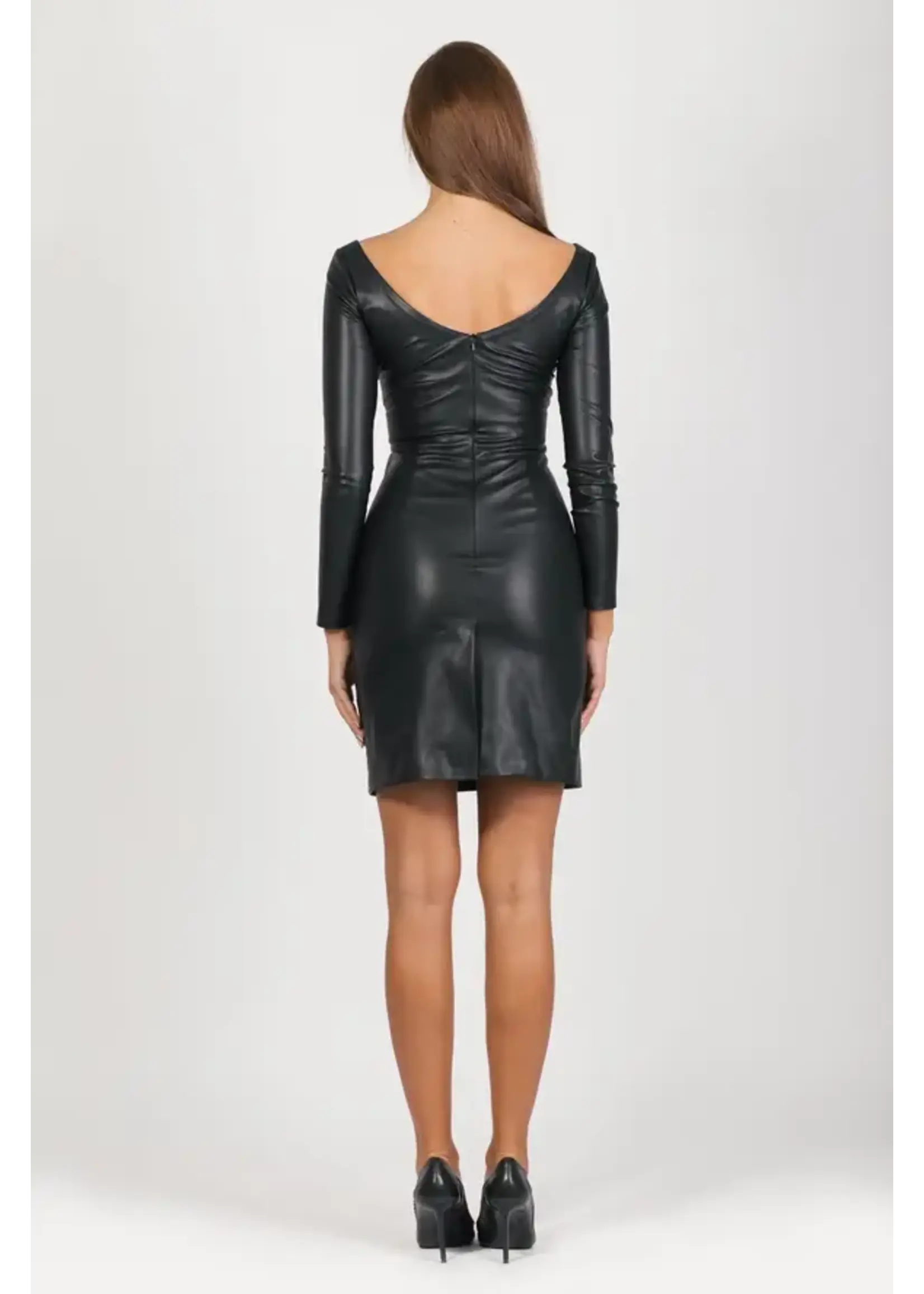 Longsleeve Blk Leather Dress - plain