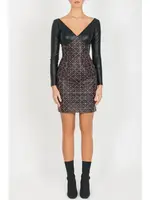 Leather Dress w/long sleeves Black/Multi