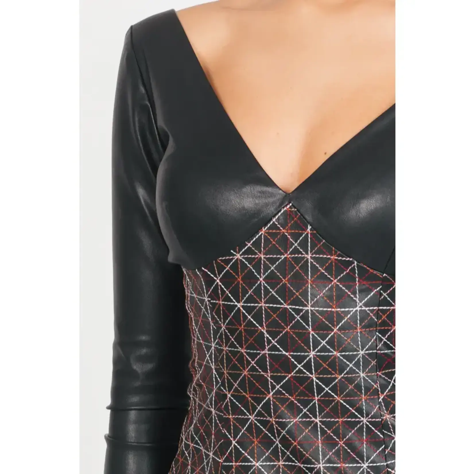 Maison BOGOMIL Leather Dress w/long sleeves Black/Multi