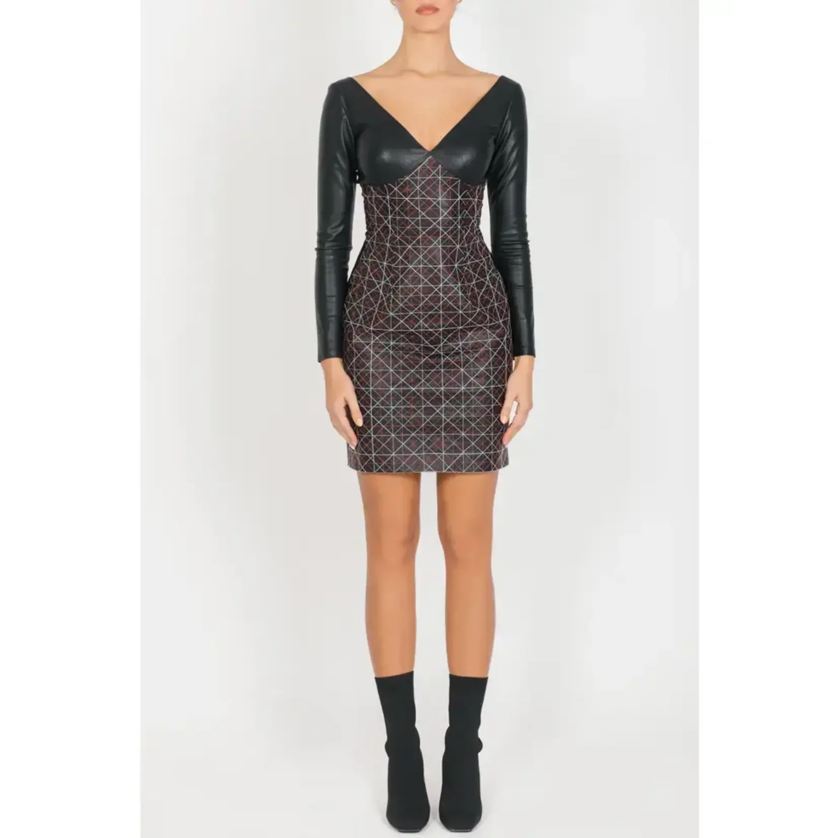 Maison BOGOMIL Leather Dress w/long sleeves Black/Multi