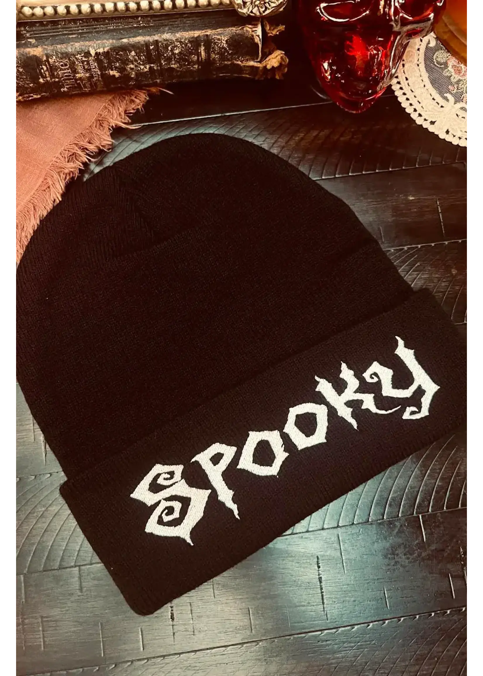 vampirefreaks "SPOOKY" Beanie Skull Cap- BLK/WHT