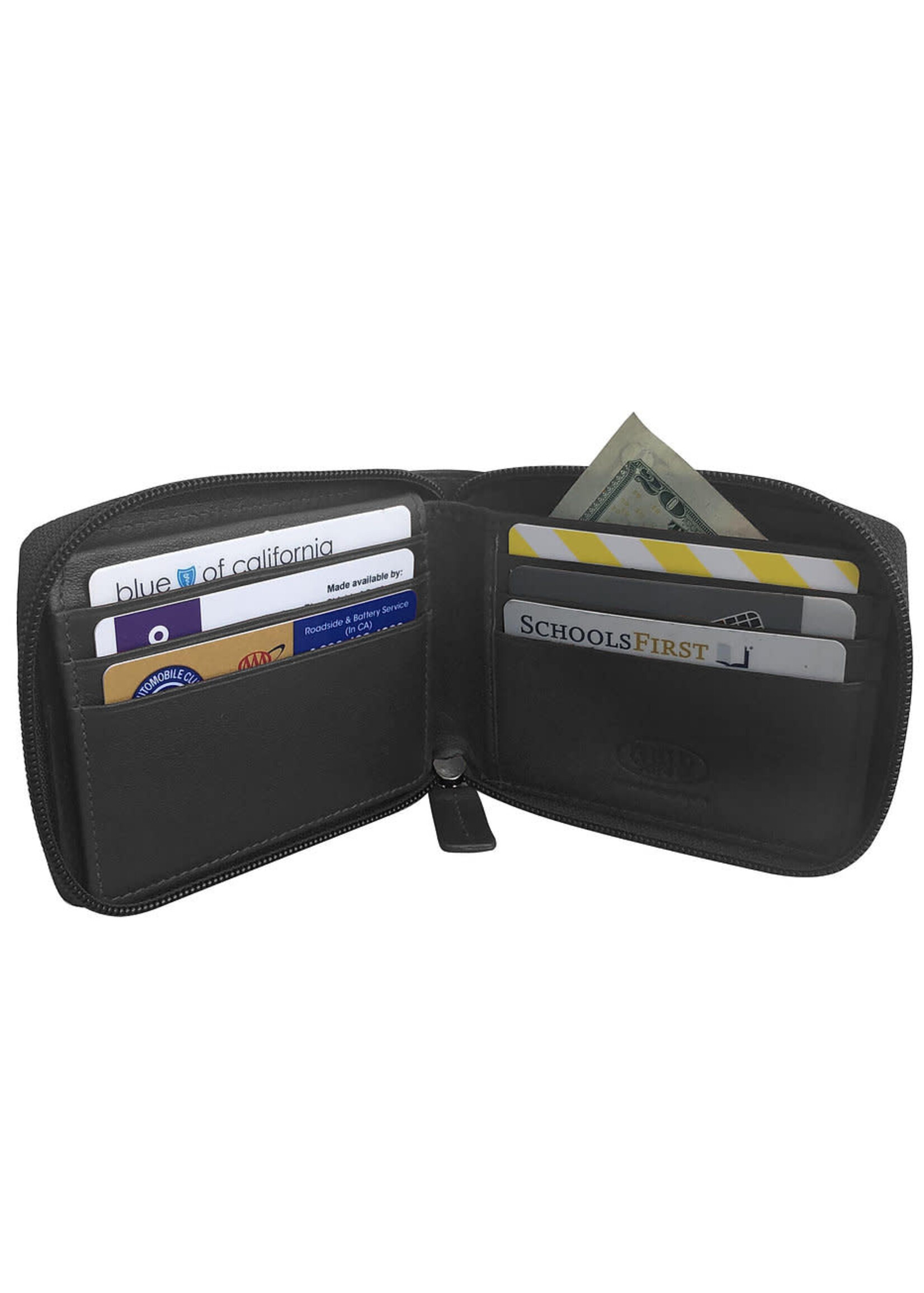 Roma Leathers Cowhide Bifold w/ Zip Around - BLACK