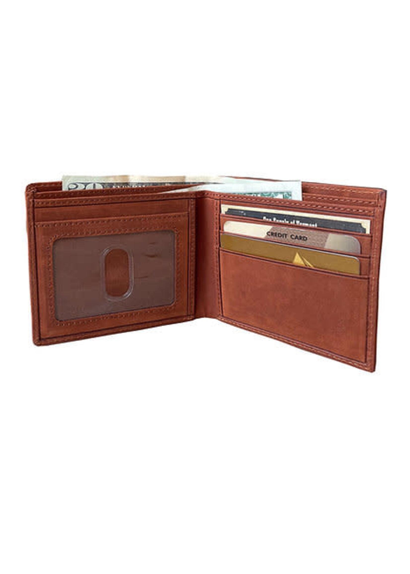 Roma Leathers Top Vintage Cowhide Bifold - BROWN