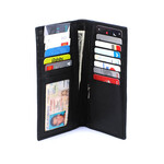 Roma Leathers RF Cow Hide Leather Checkbook Wallet- Black