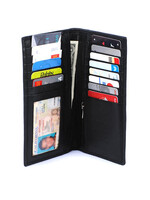 Roma Leathers RF Cow Hide Leather Checkbook Wallet- Black