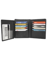 Roma Leathers RF Cowhide Leather Bi-fold Wallet 15 CC Slots Black