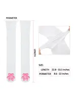 LittleForBig 3D Night-Glow Green Paw Pad Long Silk Stockings White