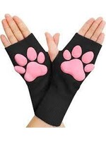LittleForBig 3D Paw Pad Fingerless Cashmere Gloves Black/Pink