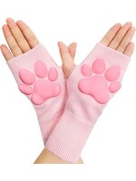 LittleForBig 3D Paw Pad Fingerless Cashmere Gloves Pink/Pink