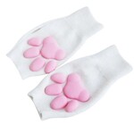 LittleForBig 3D Paw Pad Fingerless Cashmere Gloves White/Pink