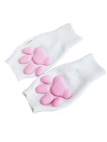 LittleForBig 3D Paw Pad Fingerless Cashmere Gloves White/Pink