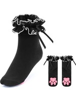 LittleForBig 3D Paw Pad Lace Ruffle Frilly Ankle Socks