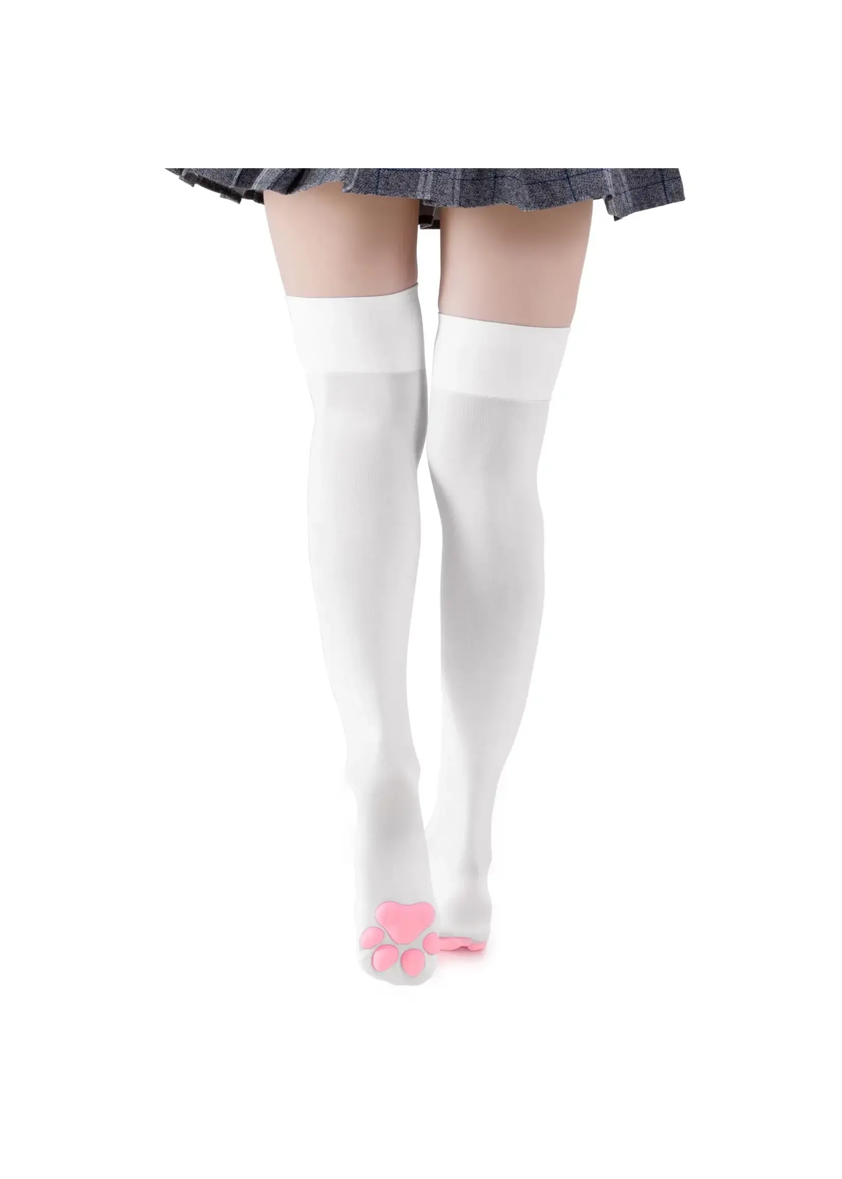 LittleForBig 3D Paw Pad Long Silk Stockings White