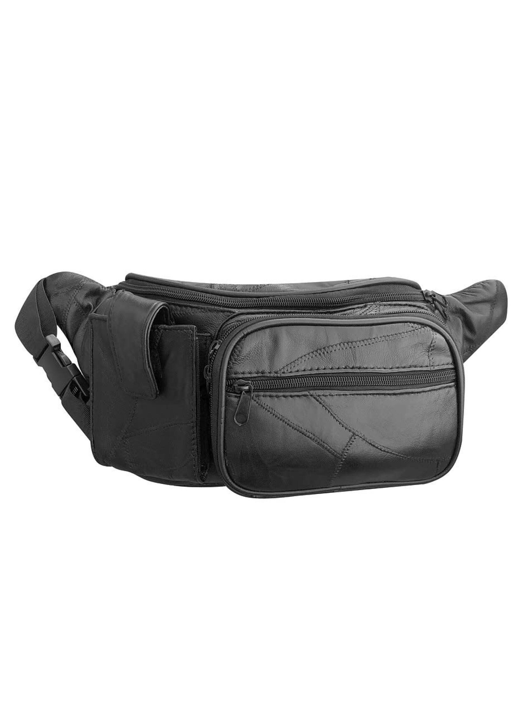 Roma Leathers Patch Lambskin Fanny Pack w/ Phone Case - BLACK