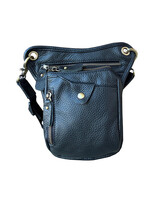 Roma Leathers Cowhide Versatile Crossbody Shoulder Bag Fanny Pack Leg Bag  Black