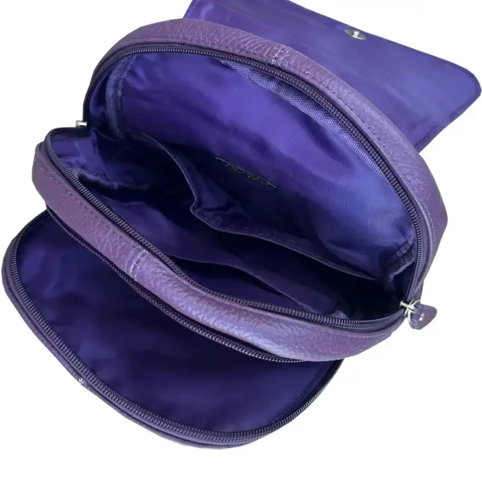 Roma Leathers Cowhide Leather Backpack Purple