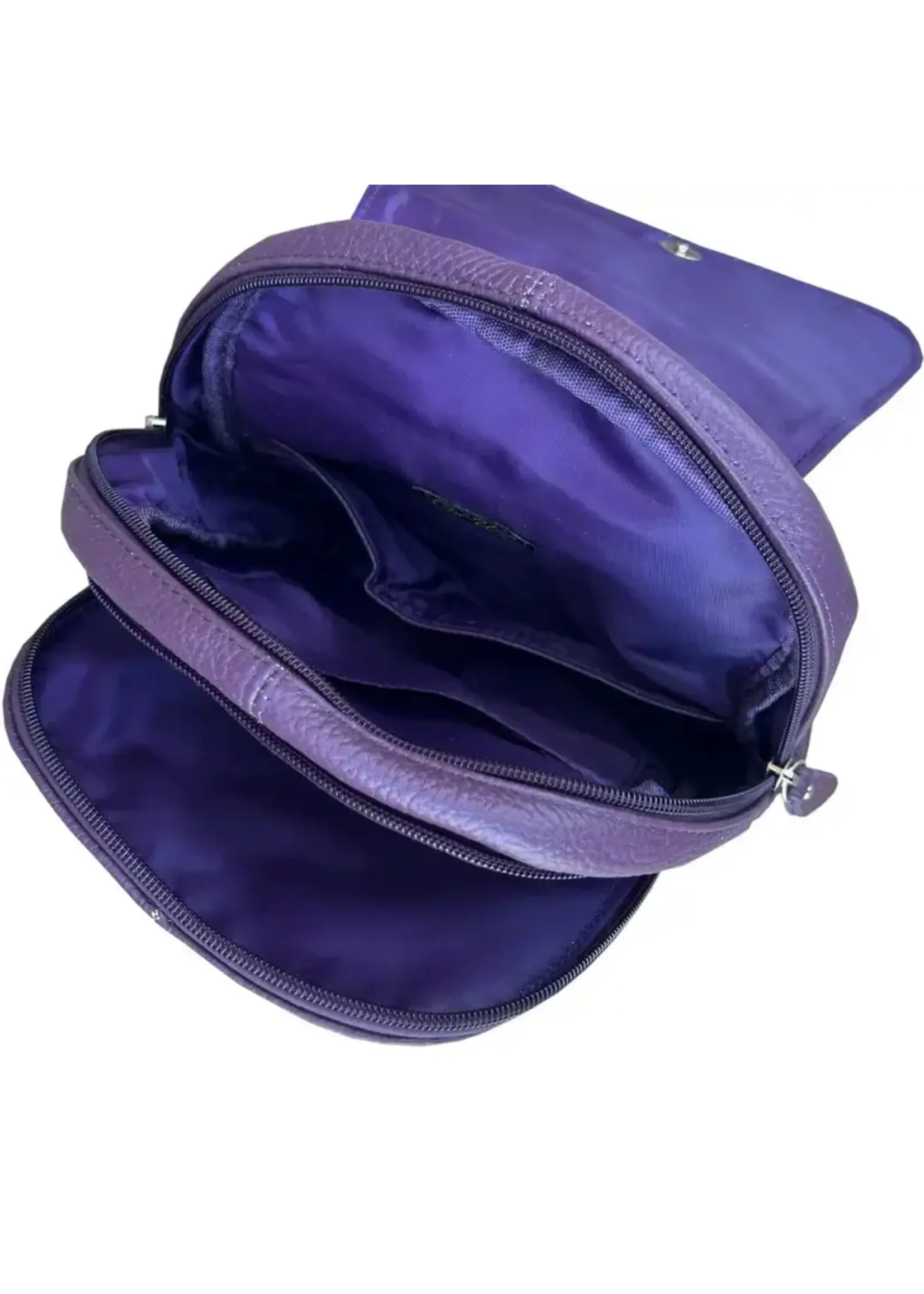 Roma Leathers Cowhide Leather Backpack Purple