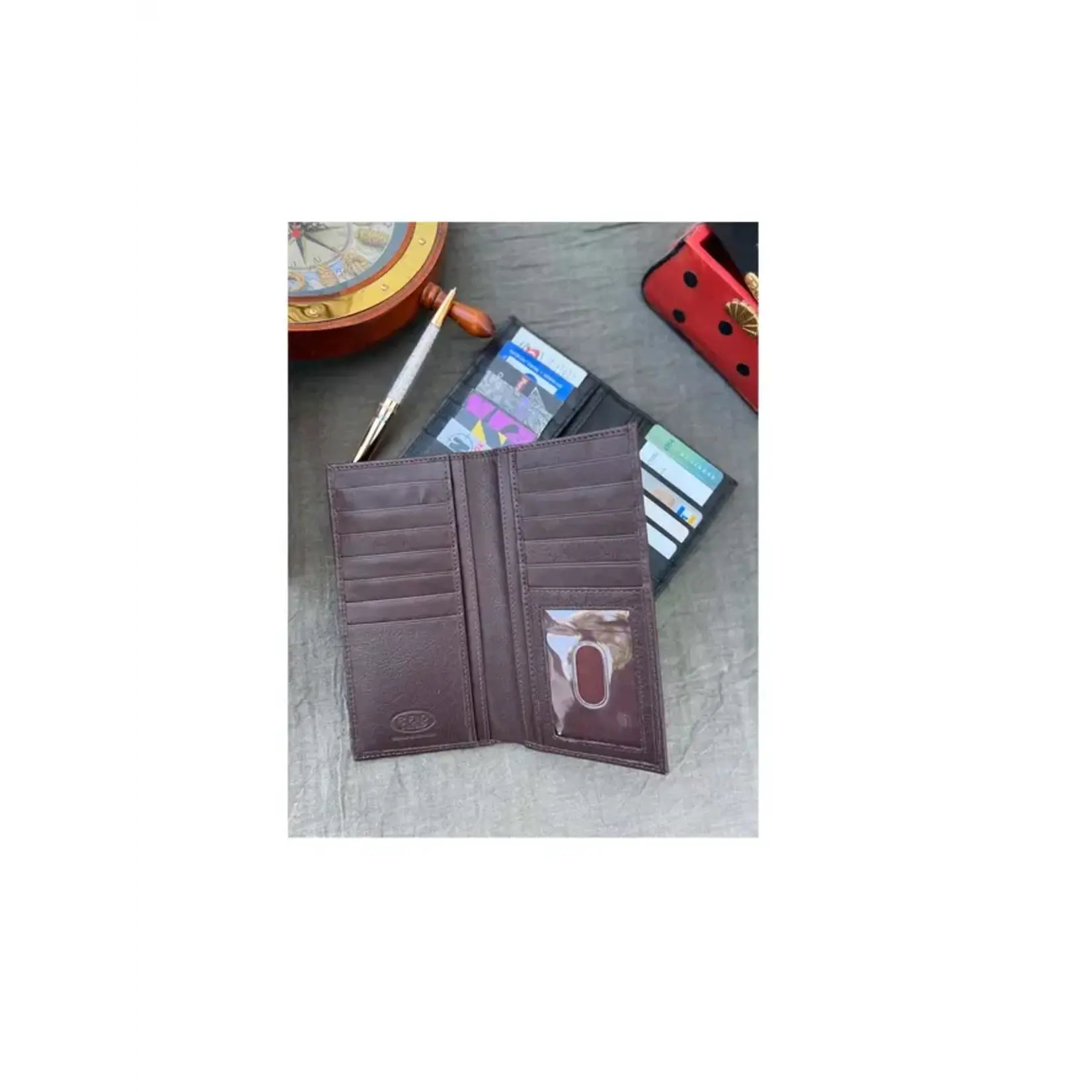 Roma Leathers Cowhide Leather Checkbook Wallet Black