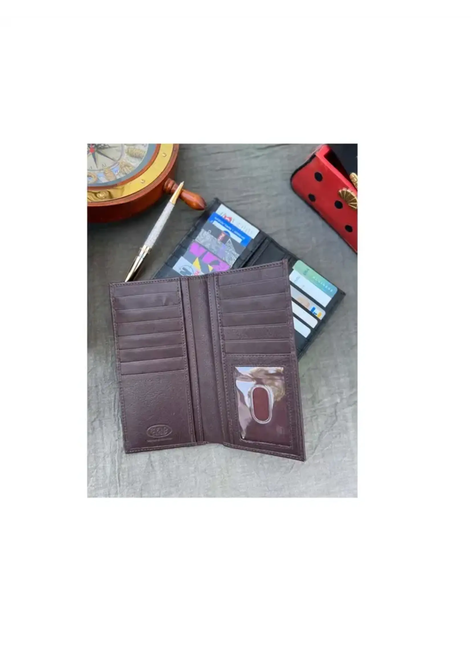 Roma Leathers Cowhide Leather Checkbook Wallet Black