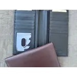 Roma Leathers Cowhide Leather Checkbook Wallet Zippered Black