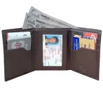 Roma Leathers Cowhide Leather Tri-fold Wallet Brown