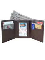Roma Leathers Cowhide Leather Tri-fold Wallet Brown