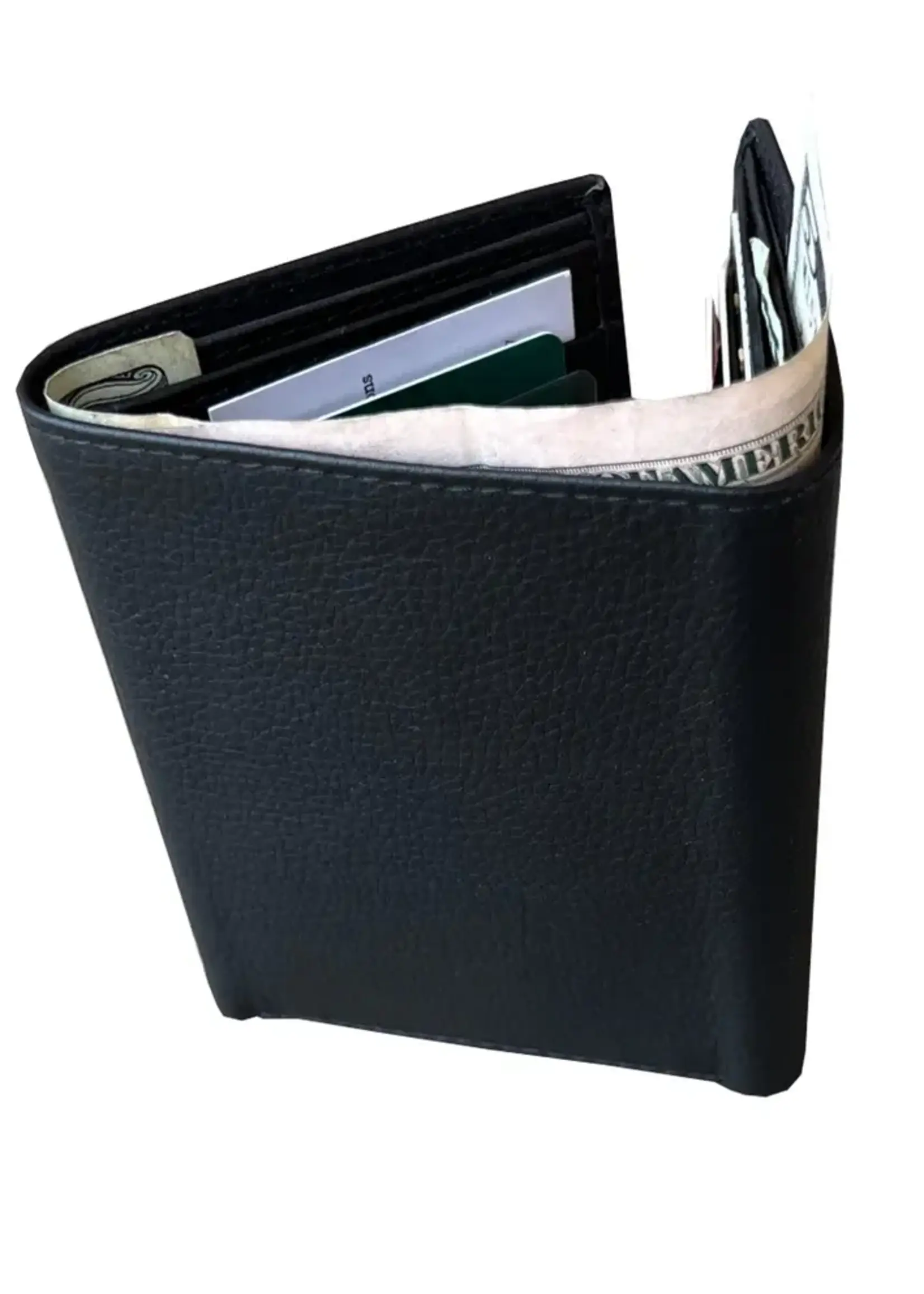Roma Leathers Cowhide Leather Tri-fold Wallet Brown