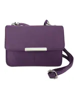 Roma Leathers 2 in 1 Crossbody with Credit Card Slots and Zipper Pocket Purple
