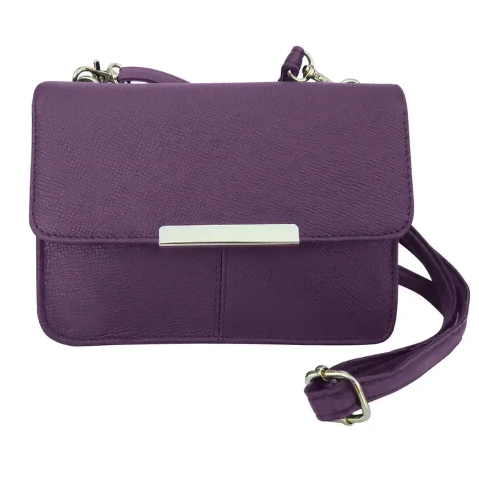 Roma Leathers 2 in 1 Crossbody with Credit Card Slots and Zipper Pocket Purple