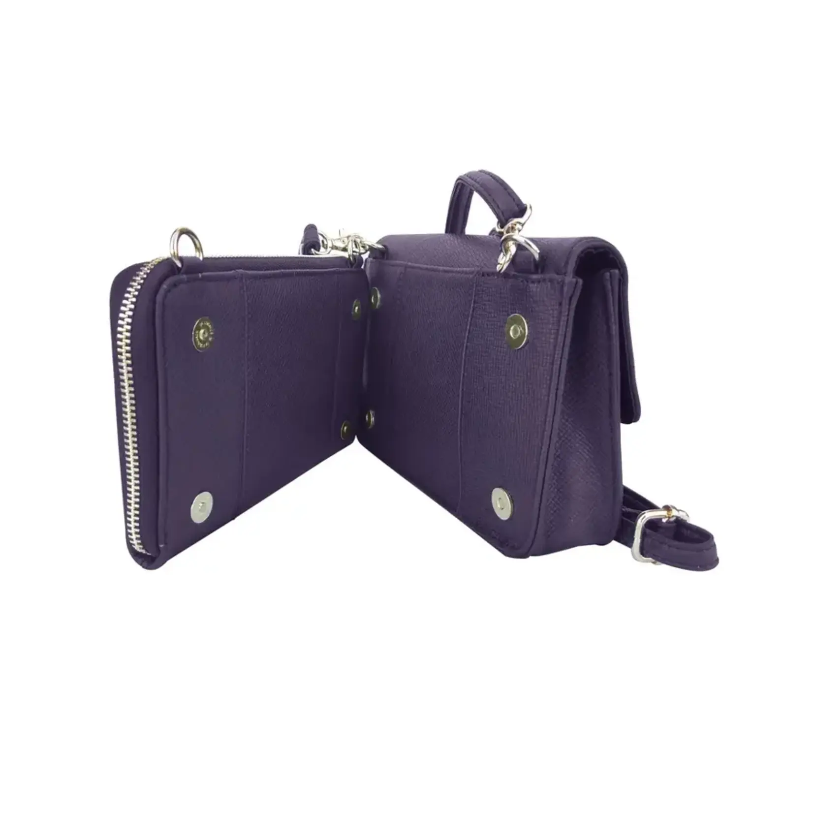 Roma Leathers 2 in 1 Crossbody with Credit Card Slots and Zipper Pocket Purple