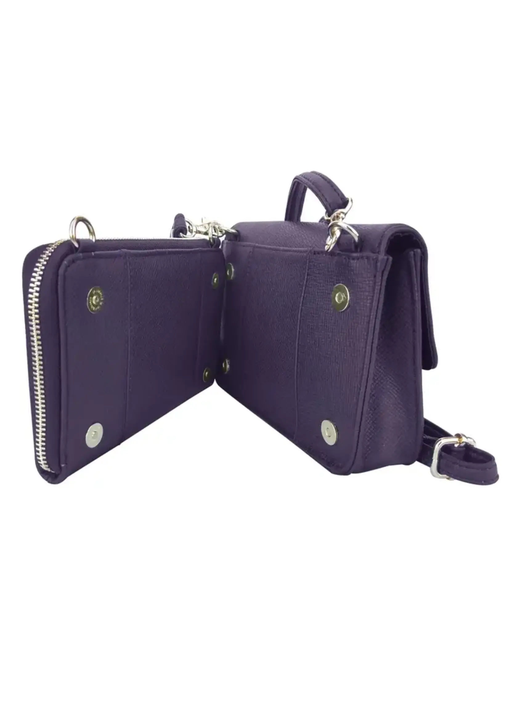 Roma Leathers 2 in 1 Crossbody with Credit Card Slots and Zipper Pocket Purple