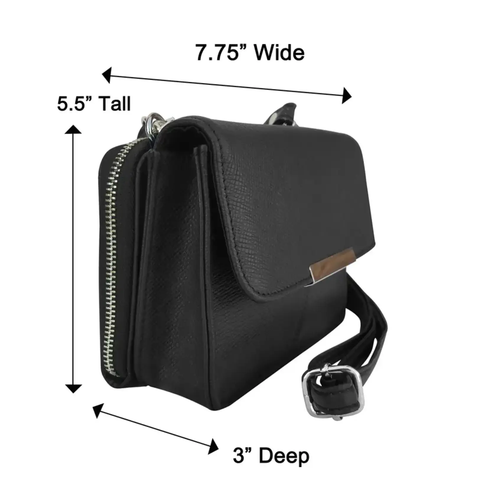 Roma Leathers 2 in 1 Crossbody with Credit Card Slots and Zipper Pocket Purple