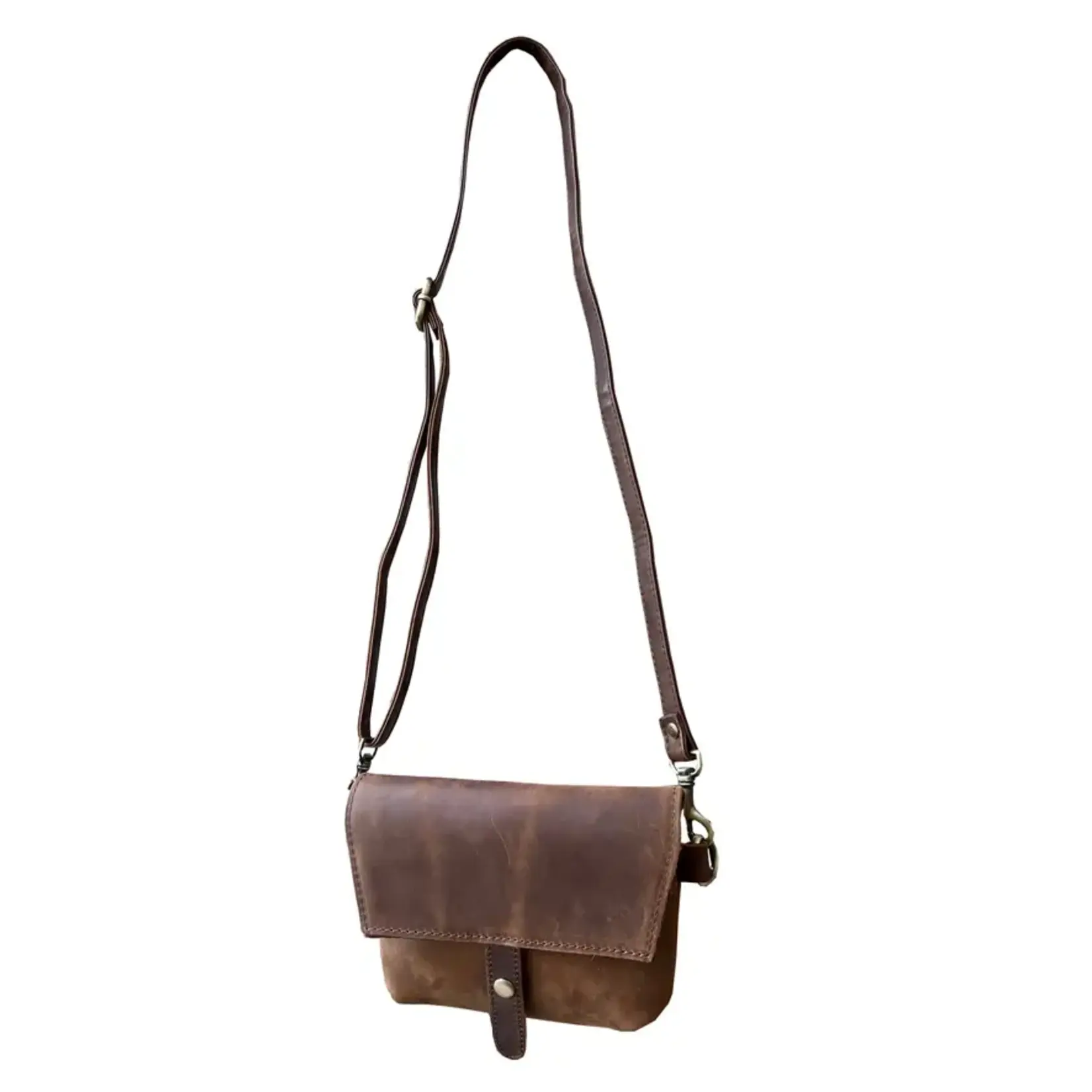 Roma Leathers Crazy Horse Genuine Leather Crossbody Pouch