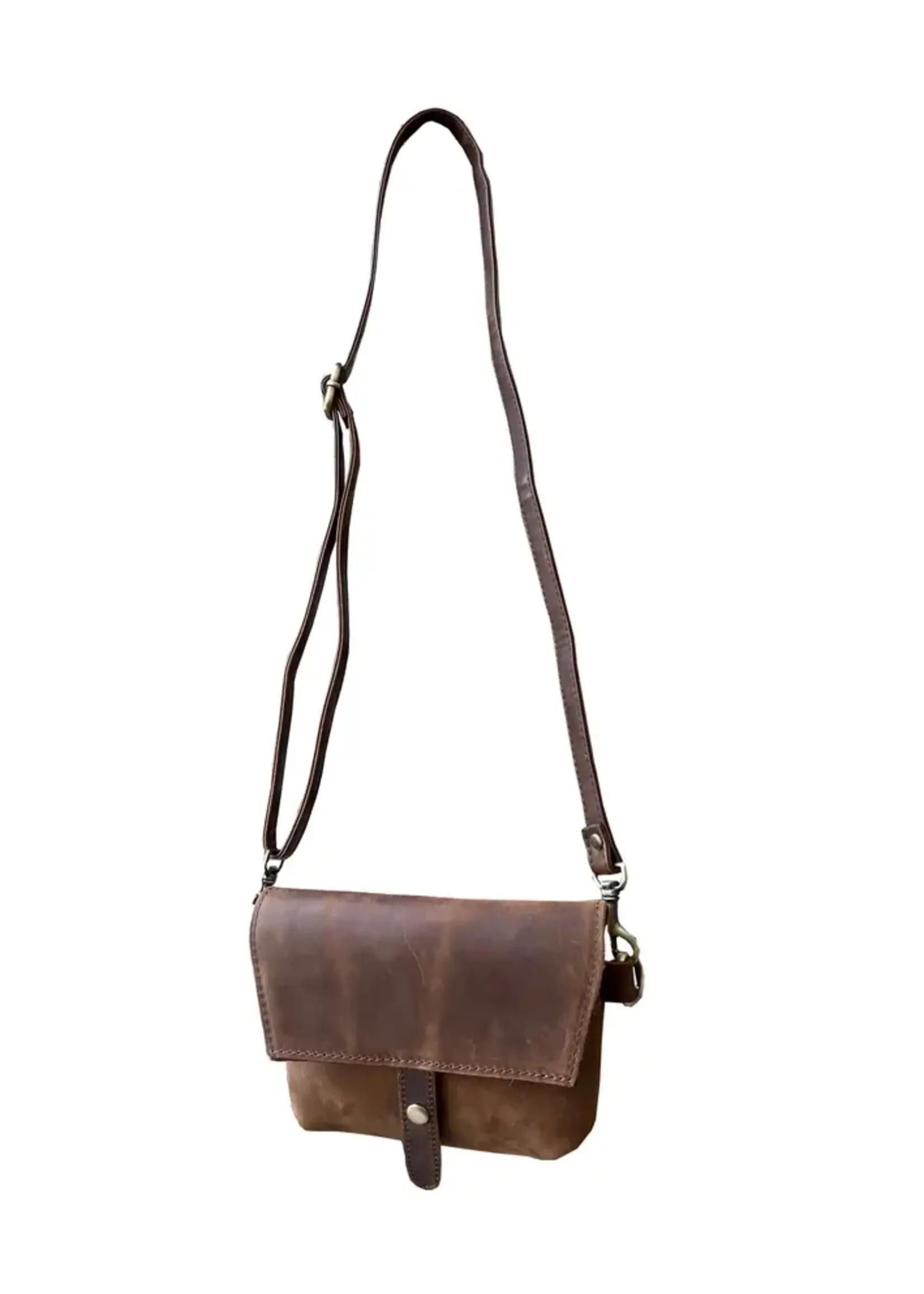 Roma Leathers Crazy Horse Genuine Leather Crossbody Pouch