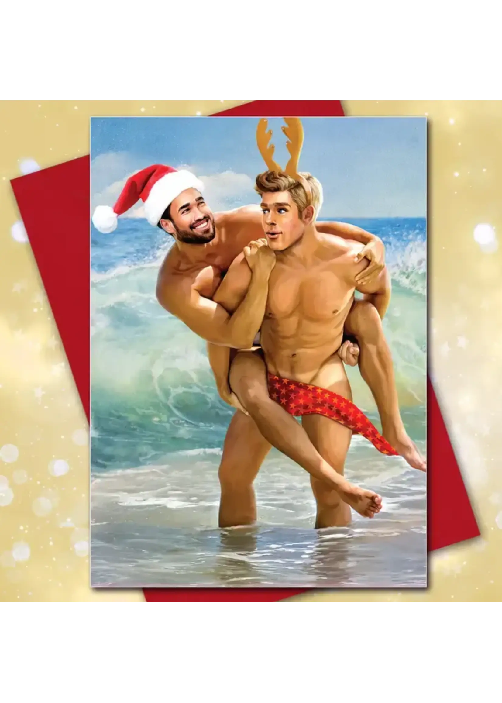 Kweer Cards/Peachy Kings "Beachy Boys" Gay Christmas Card