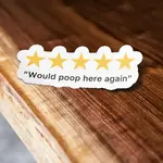 5 Star Poop Sticker, Poop Review Sticker