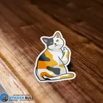 Sticker Bull Cat Flipping Off Sticker