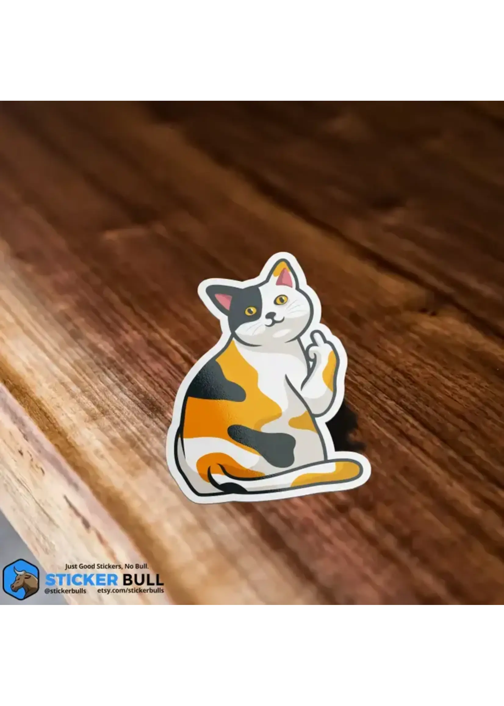 Cat Flipping Off Sticker