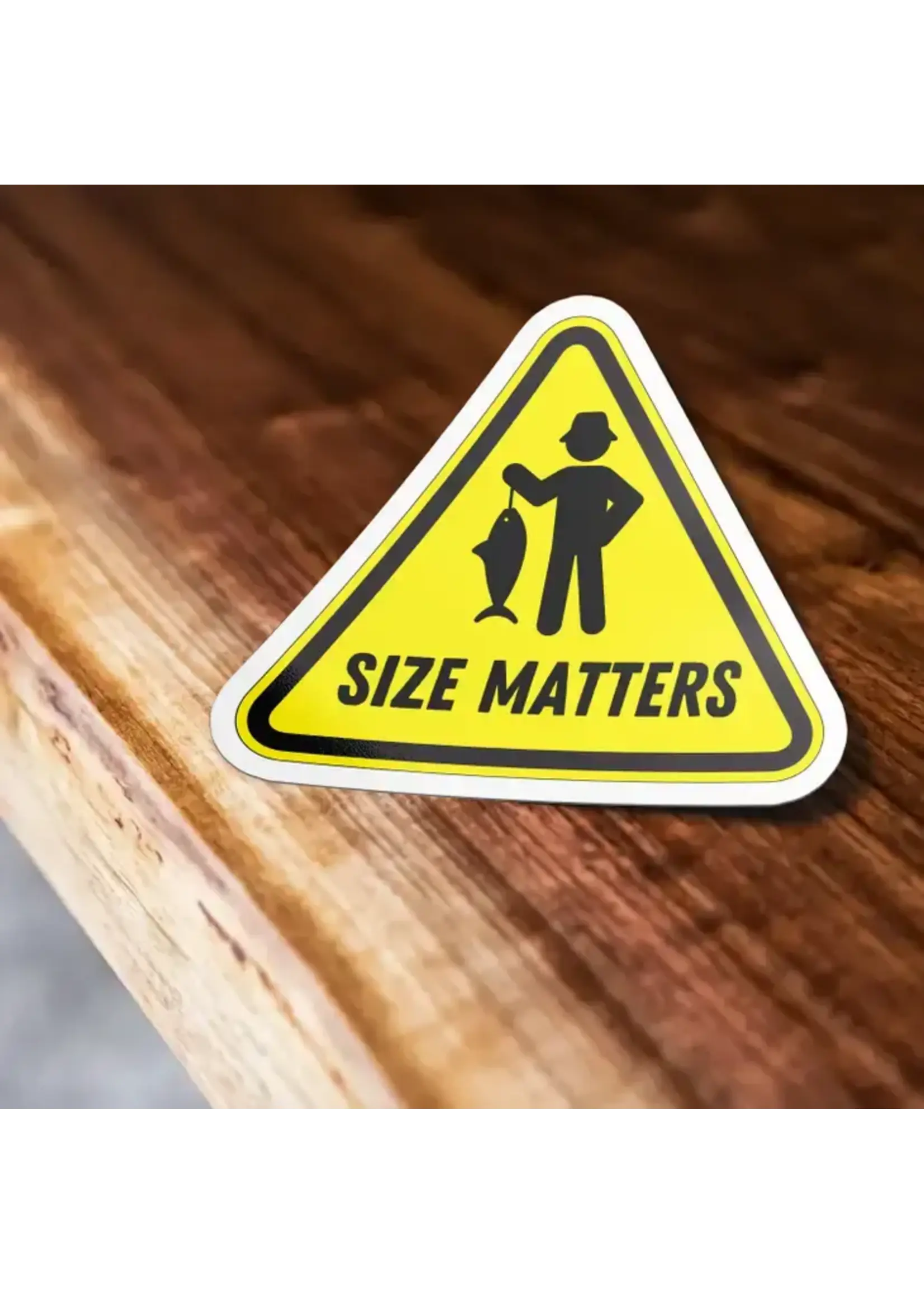 Size Matters Caution Sign Fish Sticker