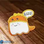 Boo Cute Dinosaur Ghost Halloween Sticker