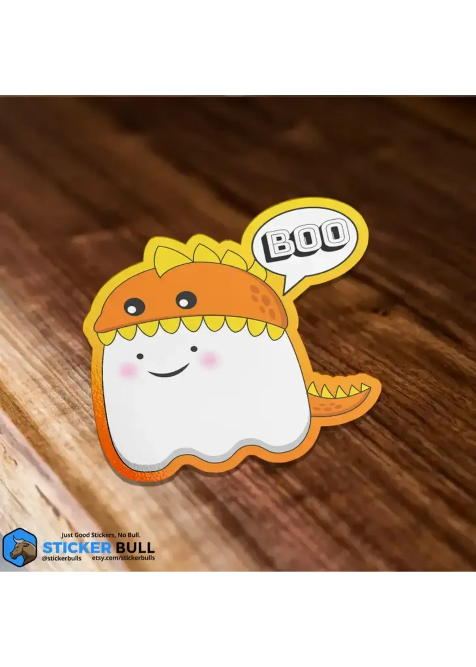 Boo Cute Dinosaur Ghost Halloween Sticker