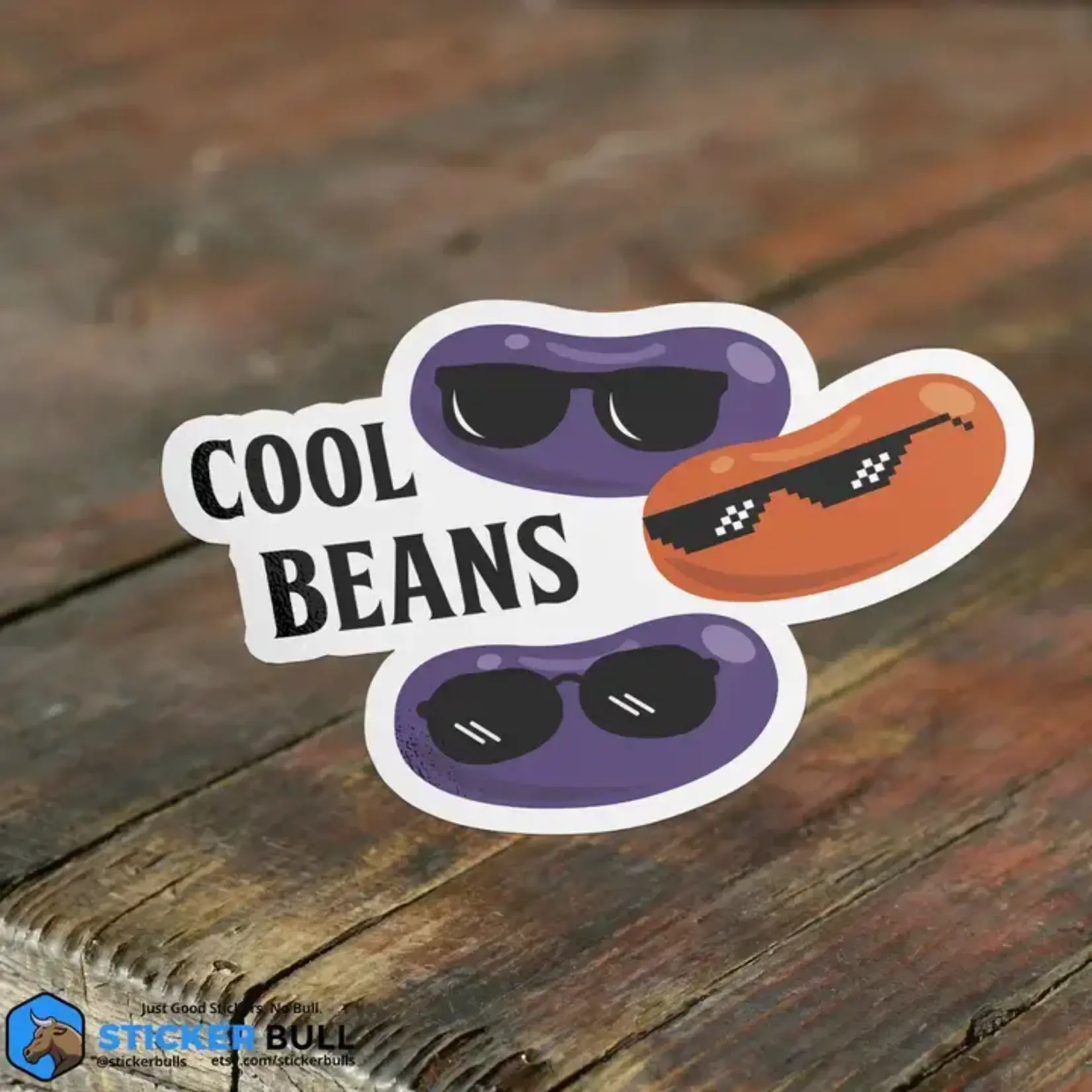 Sticker Bull Cool Beans Funny Meme Sticker, Waterproof Vinyl Sticker