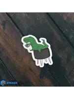 Cute Tea-Rex Funny Meme Sticker, Waterproof Vinyl Sticker