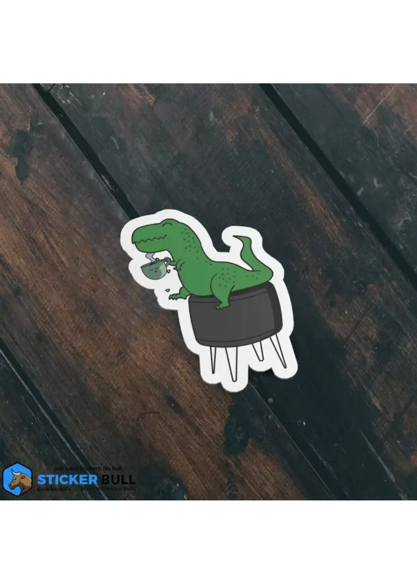 Cute Tea-Rex Funny Meme Sticker, Waterproof Vinyl Sticker