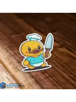 Duck Holding Knife Sticker,