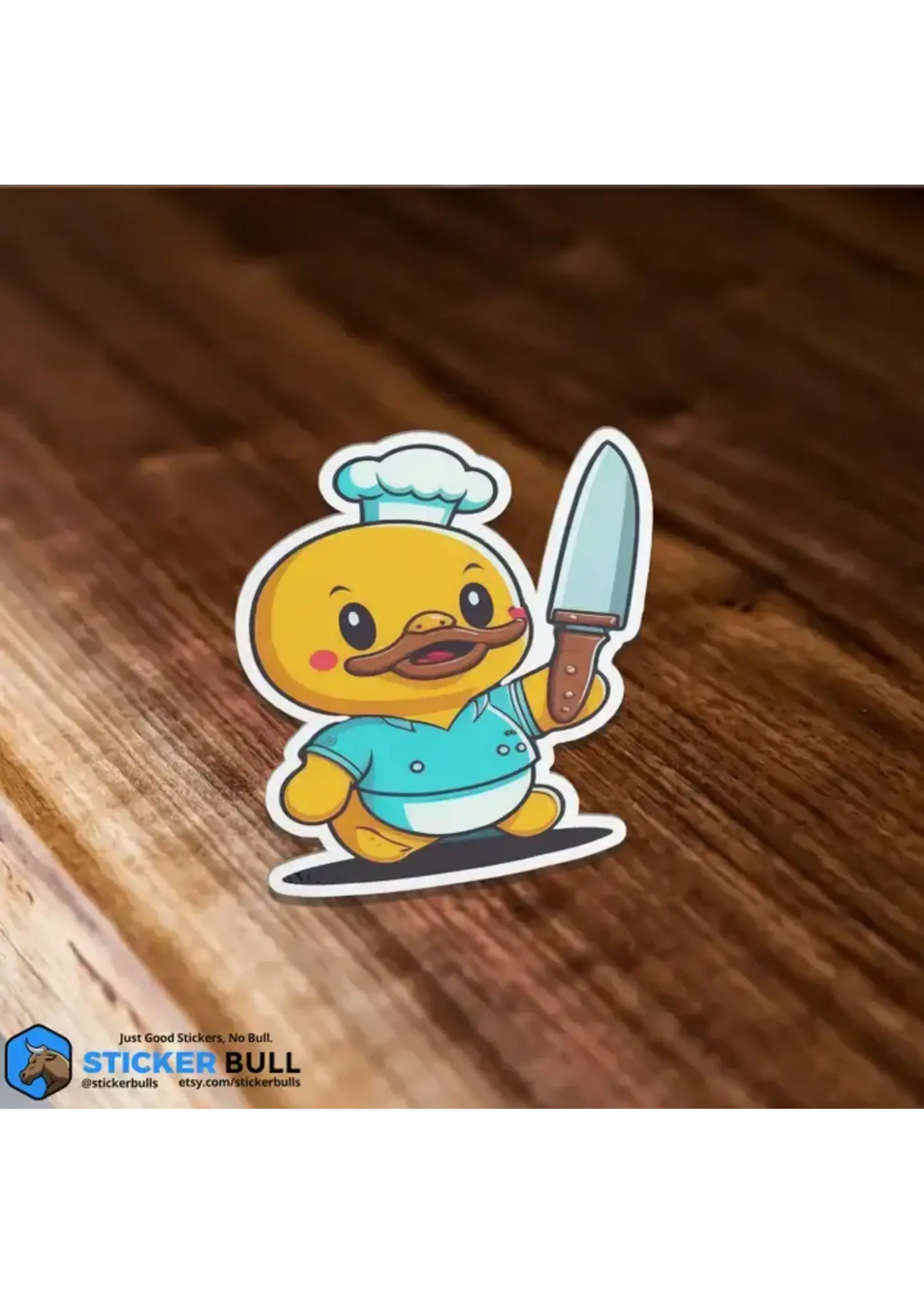 Duck Holding Knife Sticker,