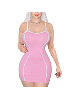 LittleForBig Retro Patch Adjustable Striped Bodycon Mini Dress