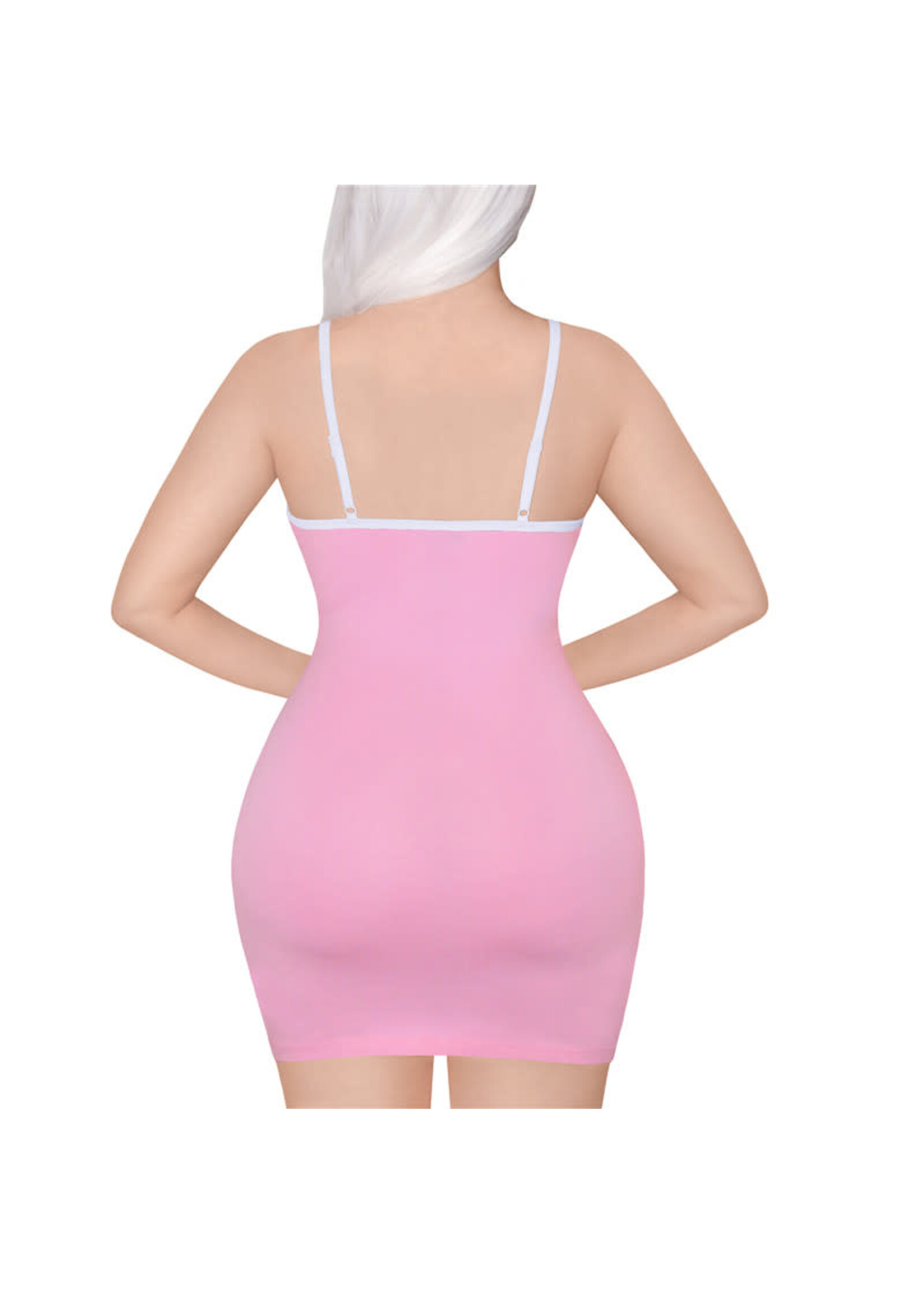 LittleForBig Retro Patch Adjustable Striped Bodycon Mini Dress