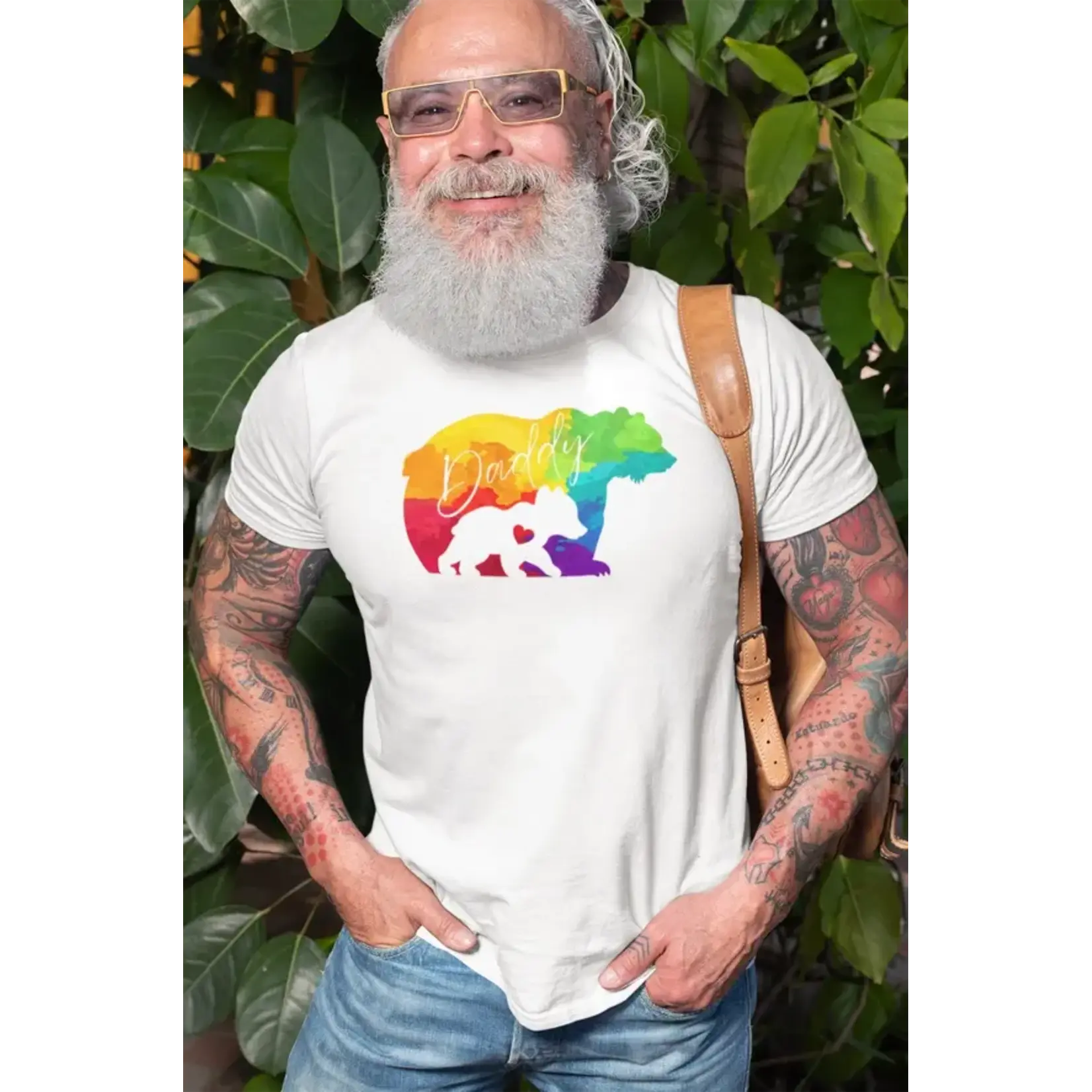 2Dudes1Dream Rainbow Daddy Bear Pride T-Shirt